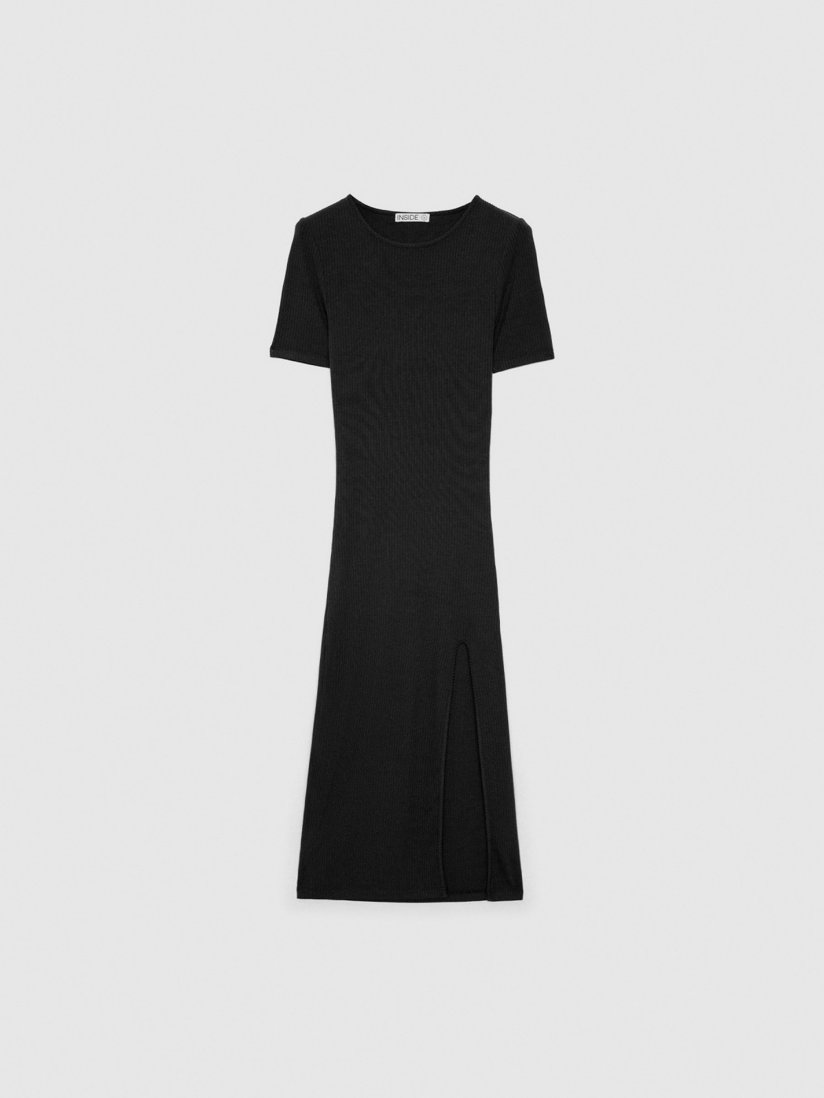  Vestido midi canalé negro