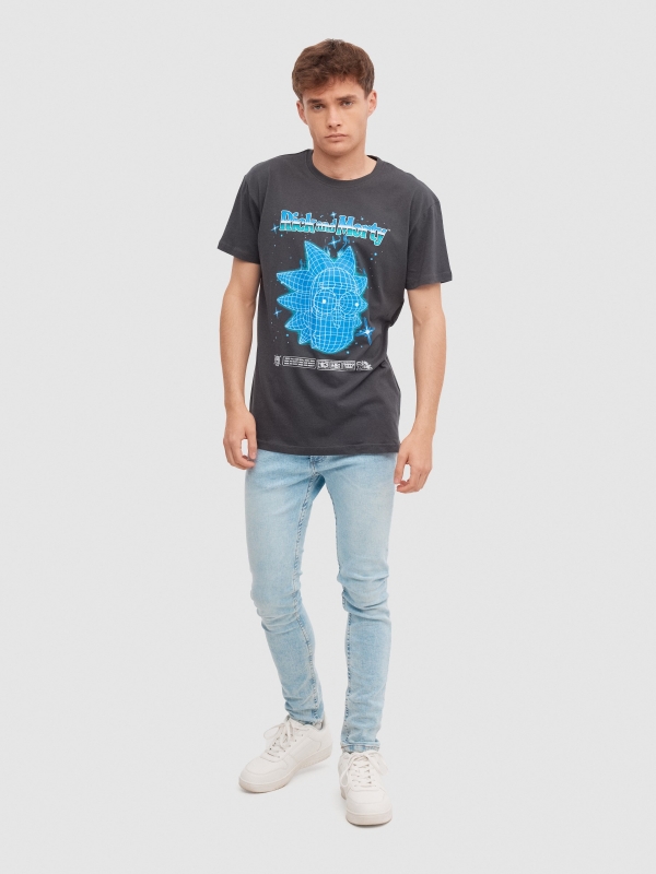 Camiseta Rick & Morty gris oscuro vista general frontal