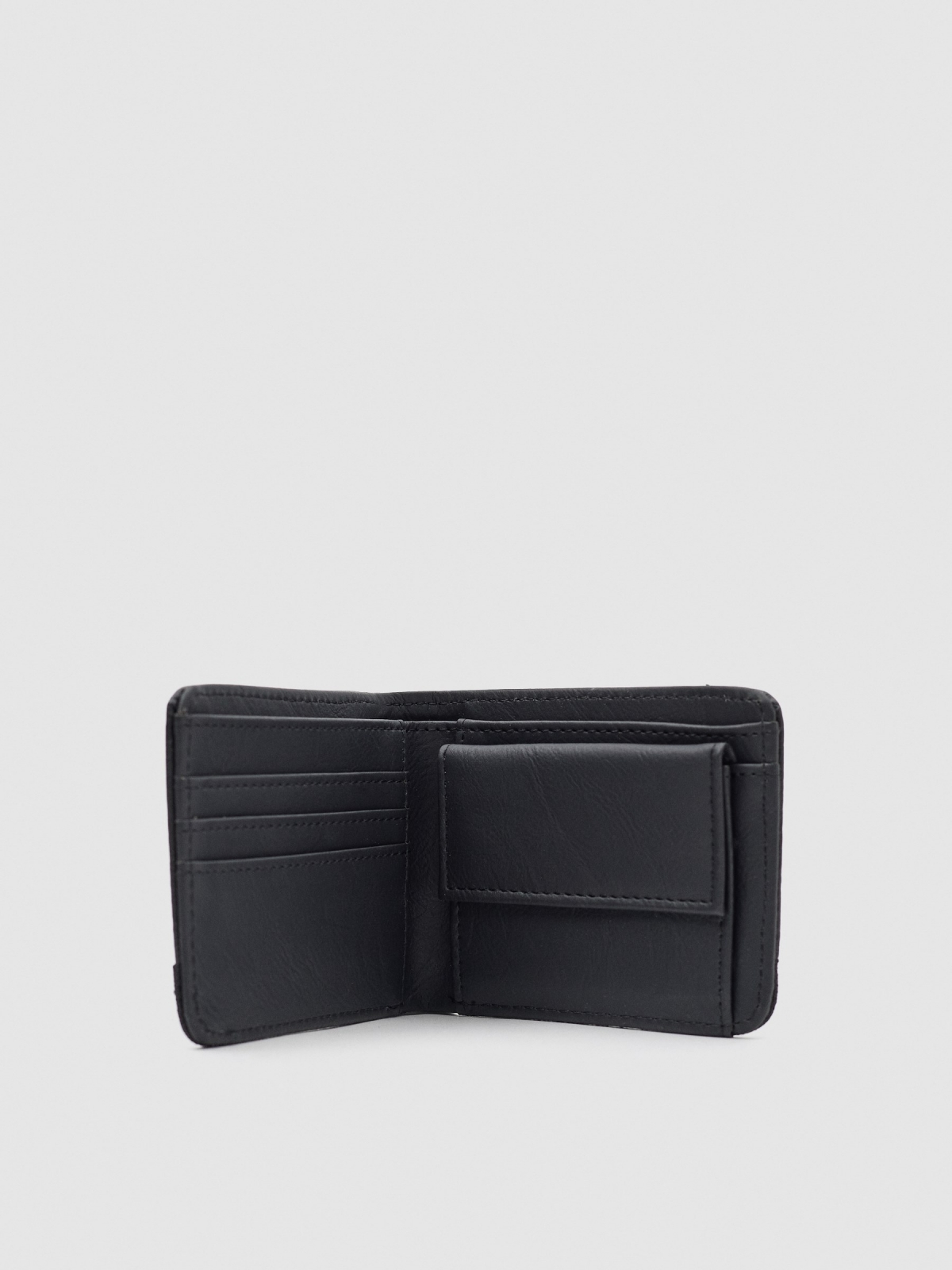 Combined faux leather wallet black 45º side view