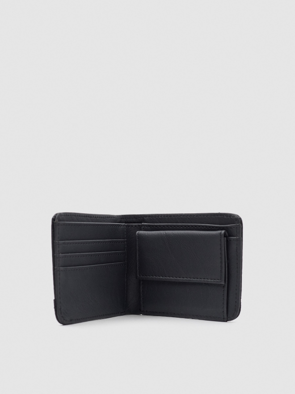 Combined faux leather wallet black 45º side view