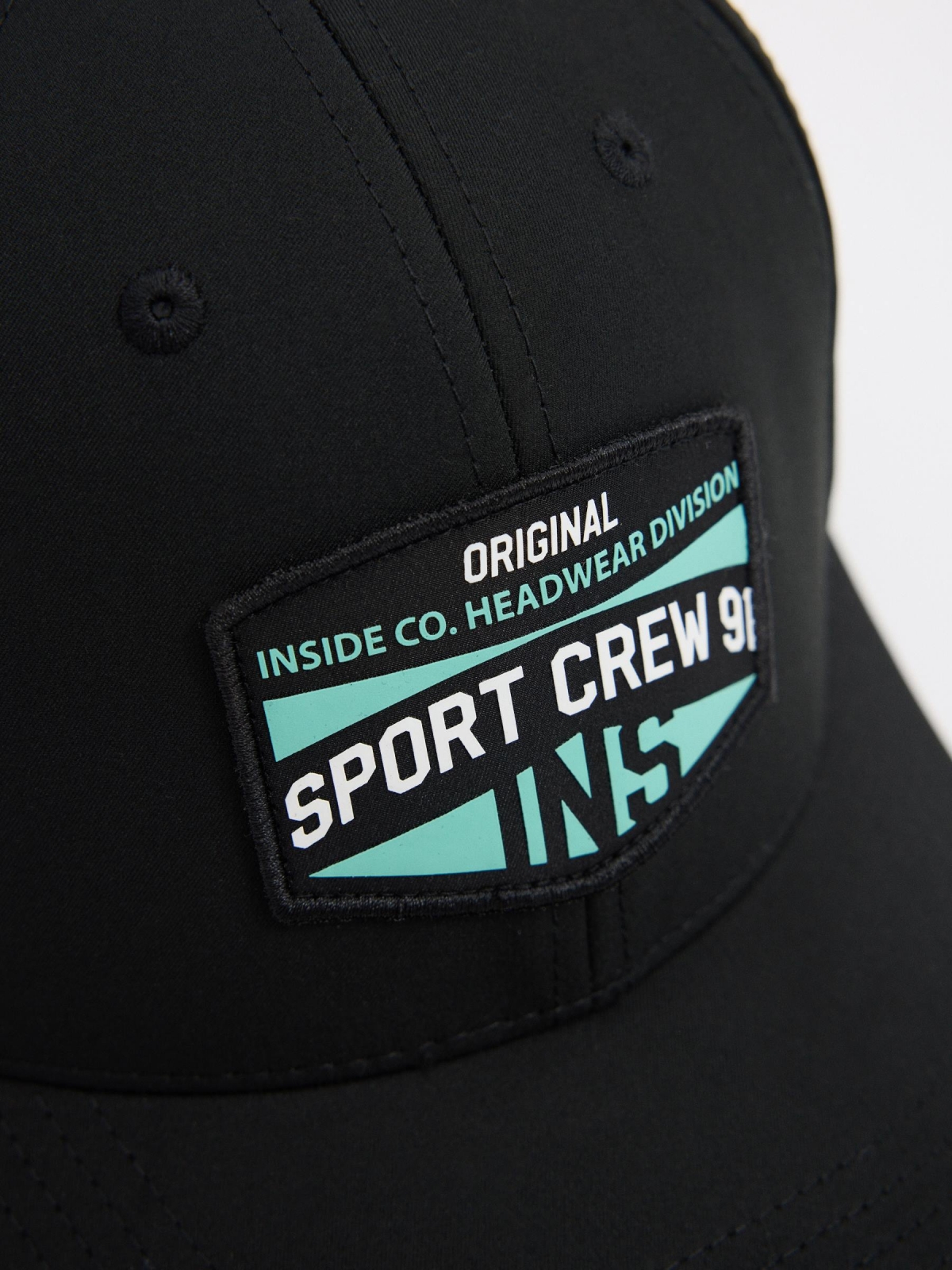 Boné baseball sport crew preto preto vista detalhe