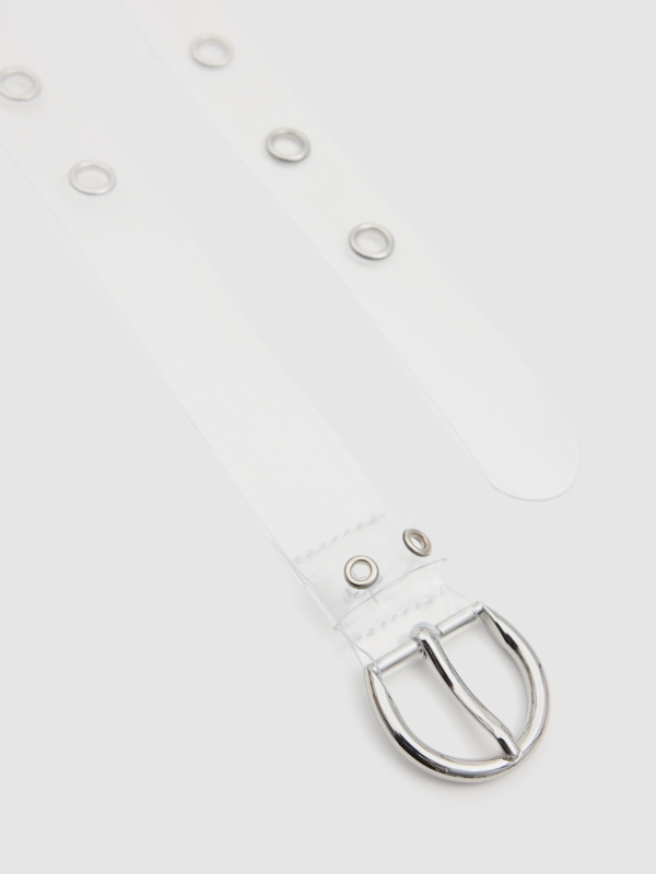 Perforated contour transparent belt transparent detail view