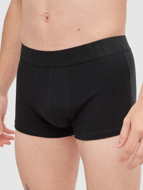 Cuecas boxer pretas 4 unidades preto vista geral frontal