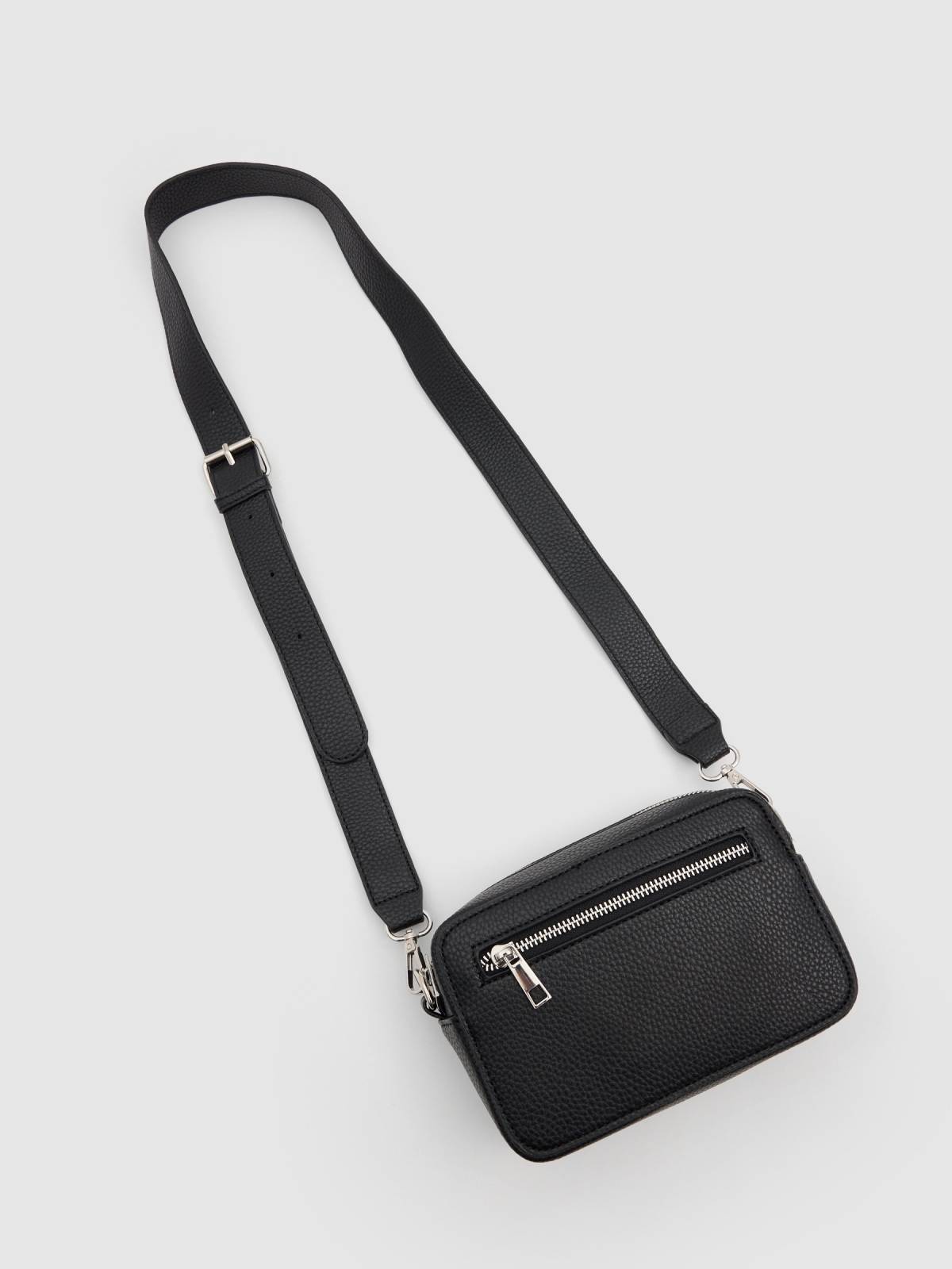 Leatherette shoulder bag black detail view