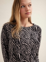%Pto% T-shirt fluida com estampado animal preto