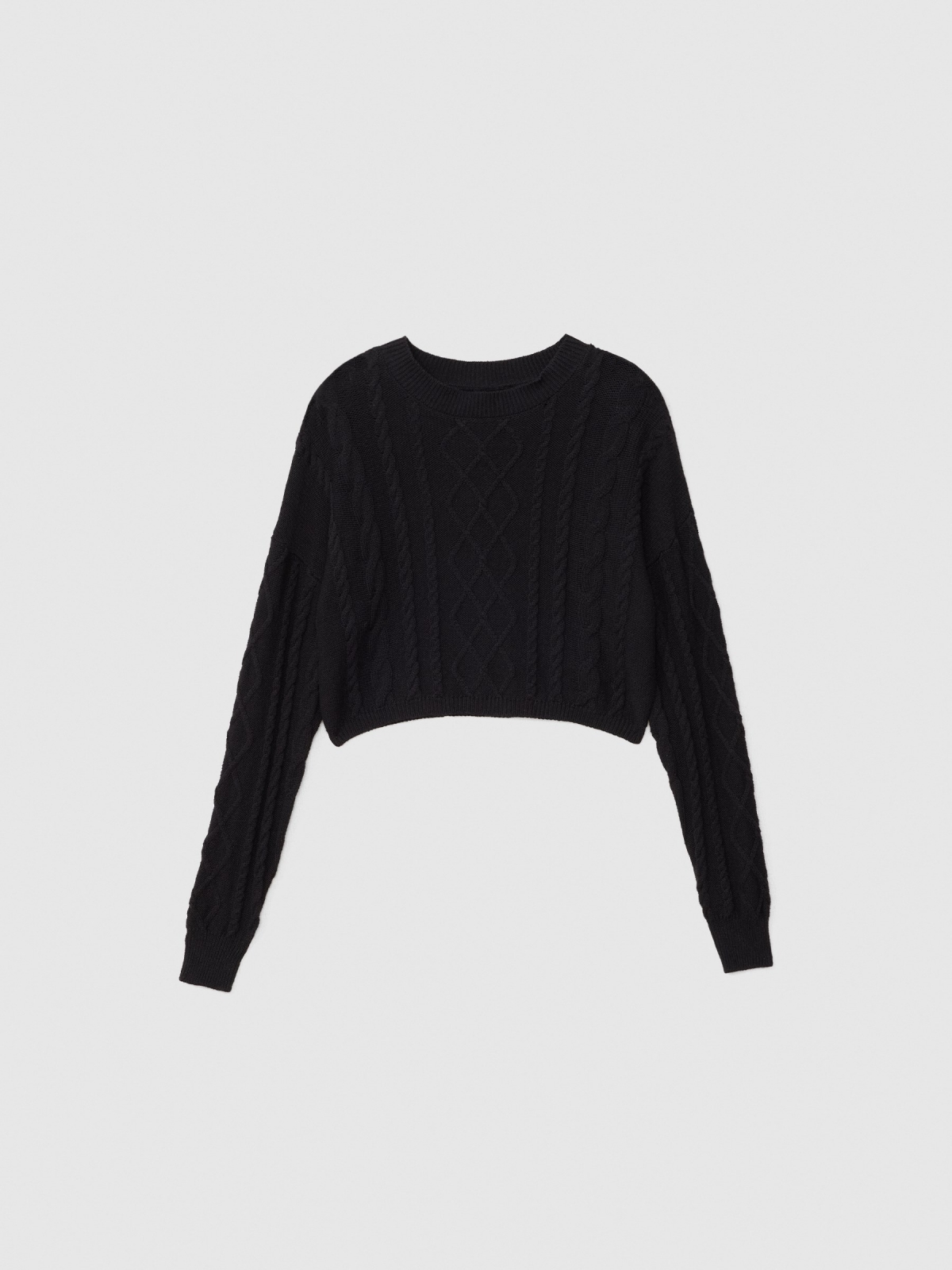  Braided crop jumper black front view