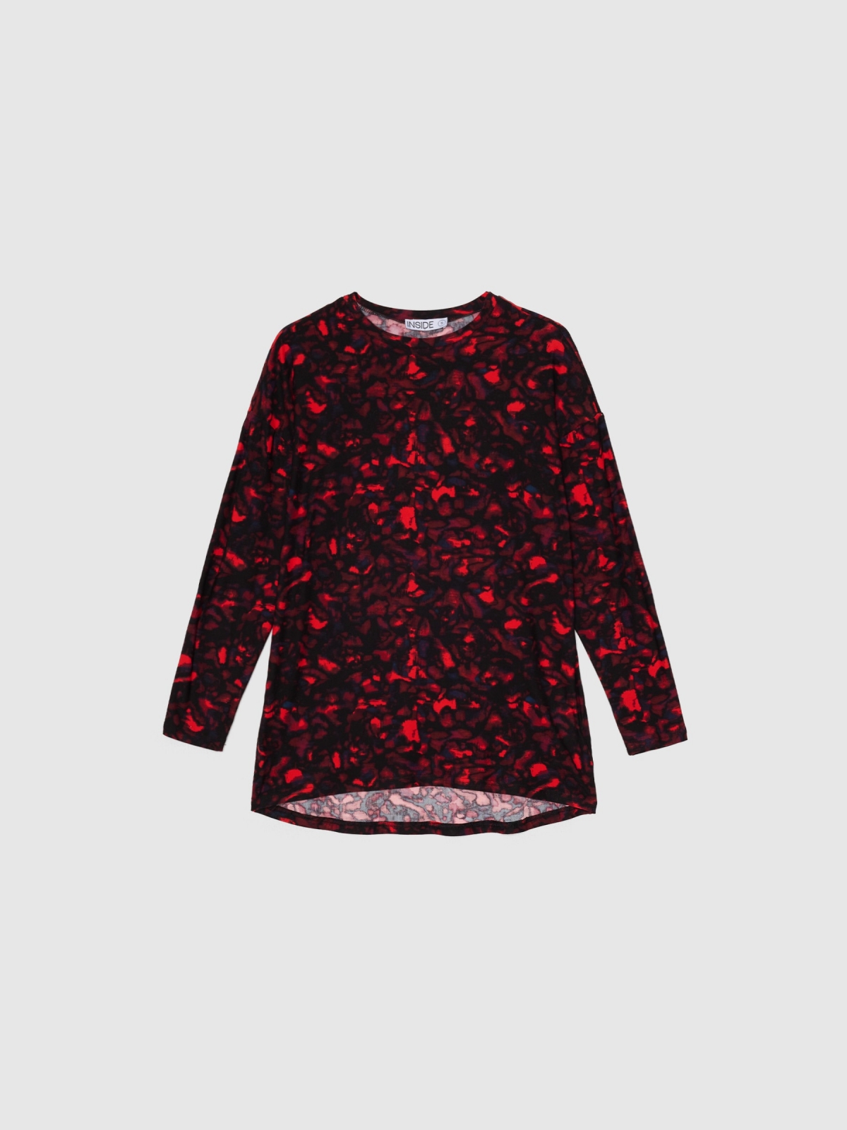  Long sleeve black and red printed t-shirt multicolor front view