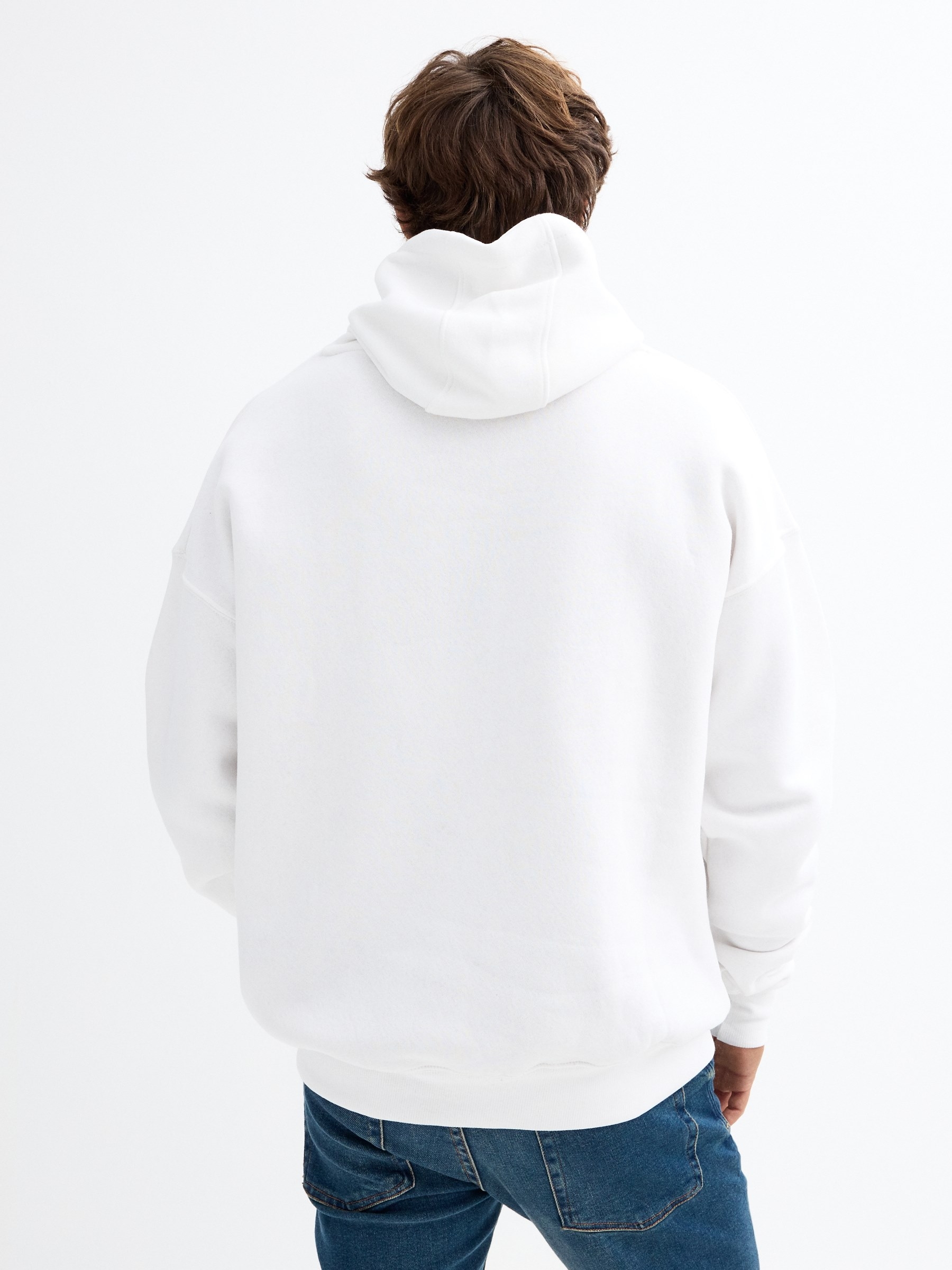 Basic black hooded sweatshirt white middle front view