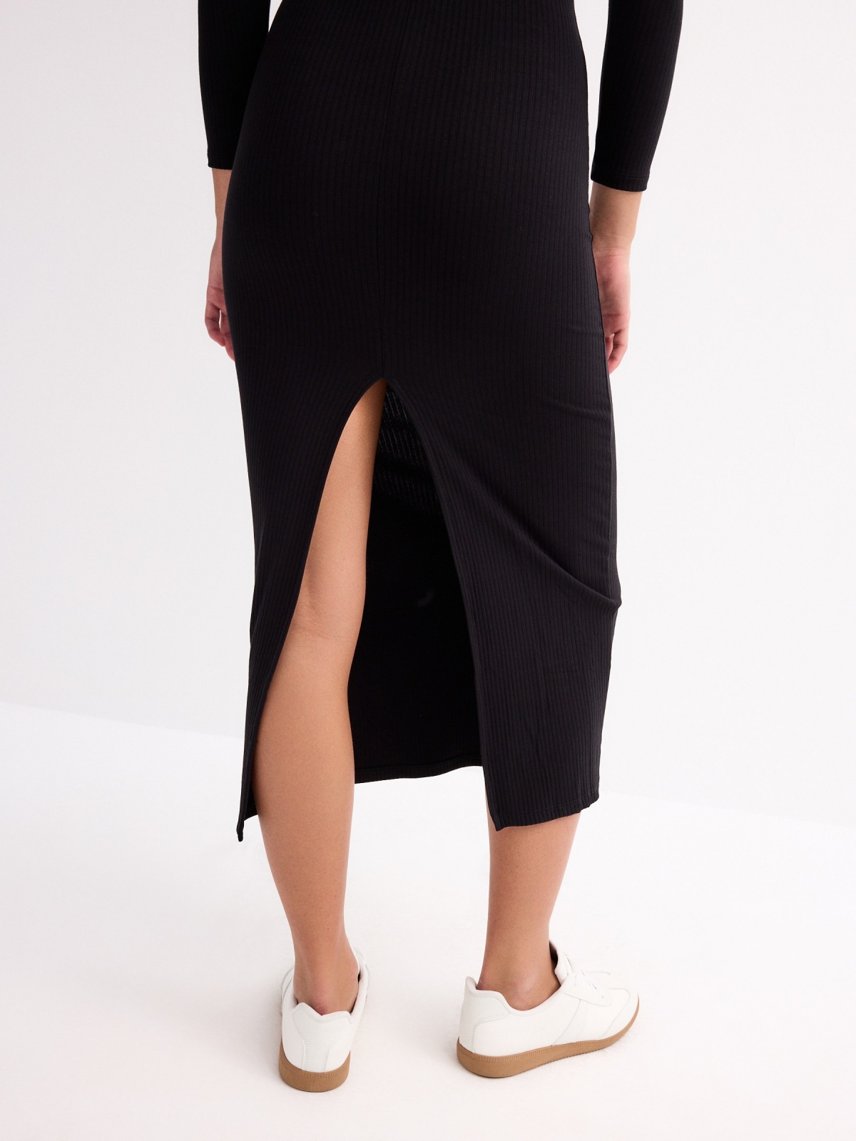 Bardot dress black detail view