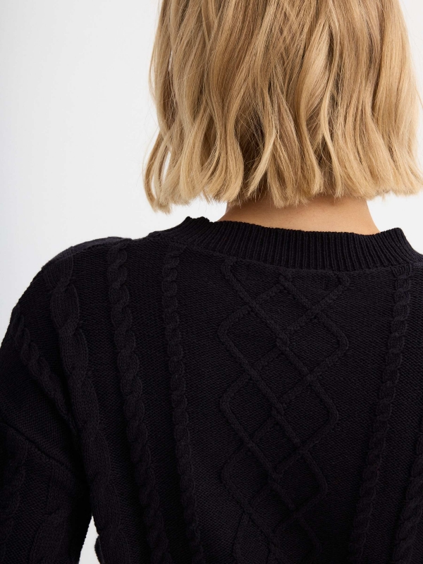 Braided crop jumper black detail view