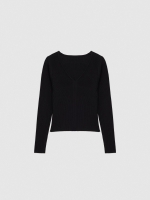 %Pto% Jersey básico cuello pico negro vista frontal