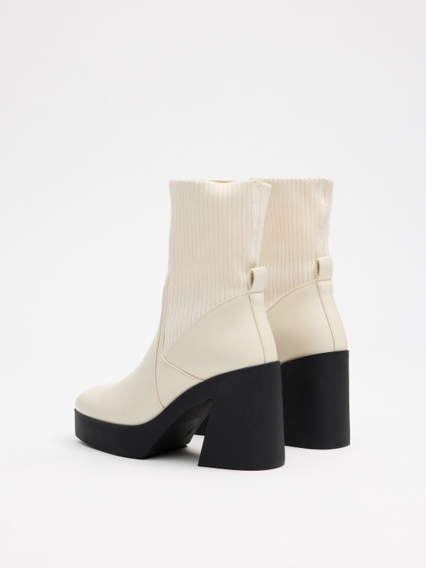 Boot with heel and elastic shaft white 45º back view