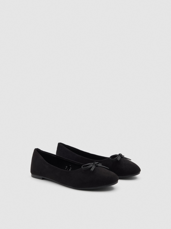 Basic ballerinas with bow black 45º front view