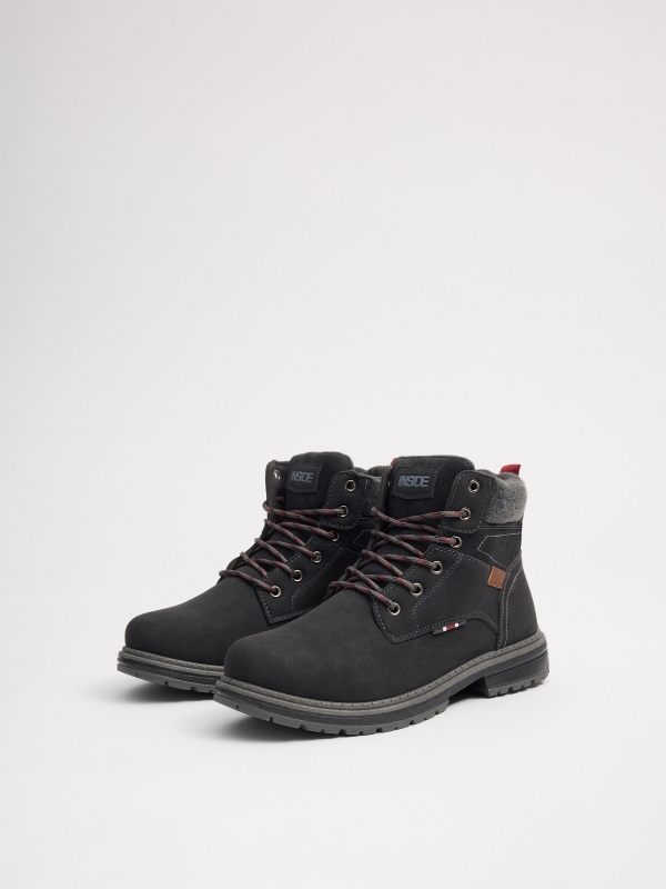 Mountaineer boot leather effect black 45º front view