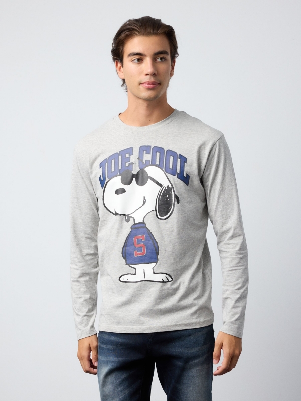 Snoopy long-sleeve t-shirt grey middle front view