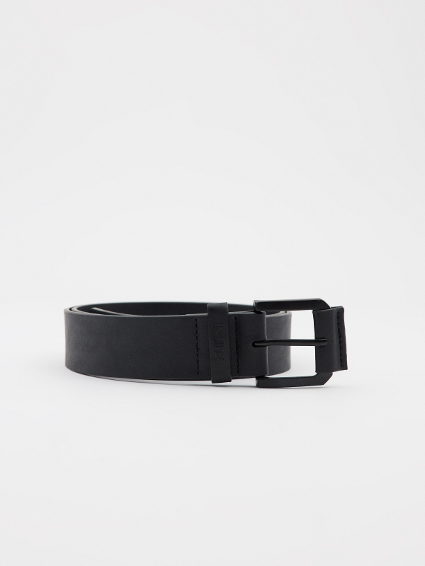 Black leatherette belt rolled view