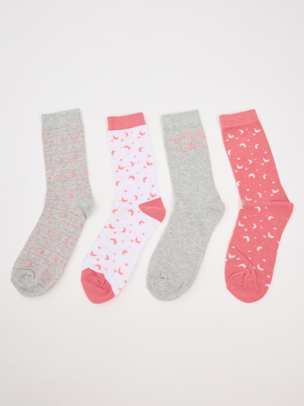 Pack of 4 printed mid-calf socks