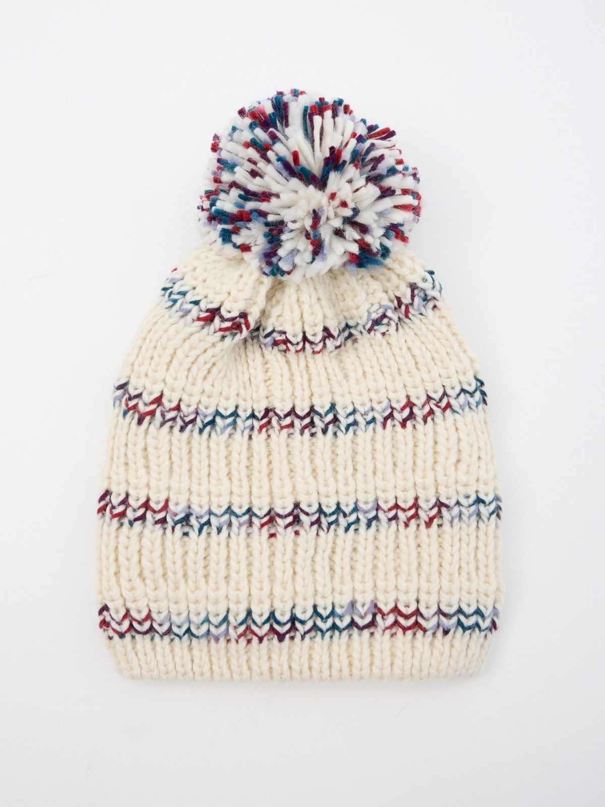 Gorro blanco con rayas multicolor