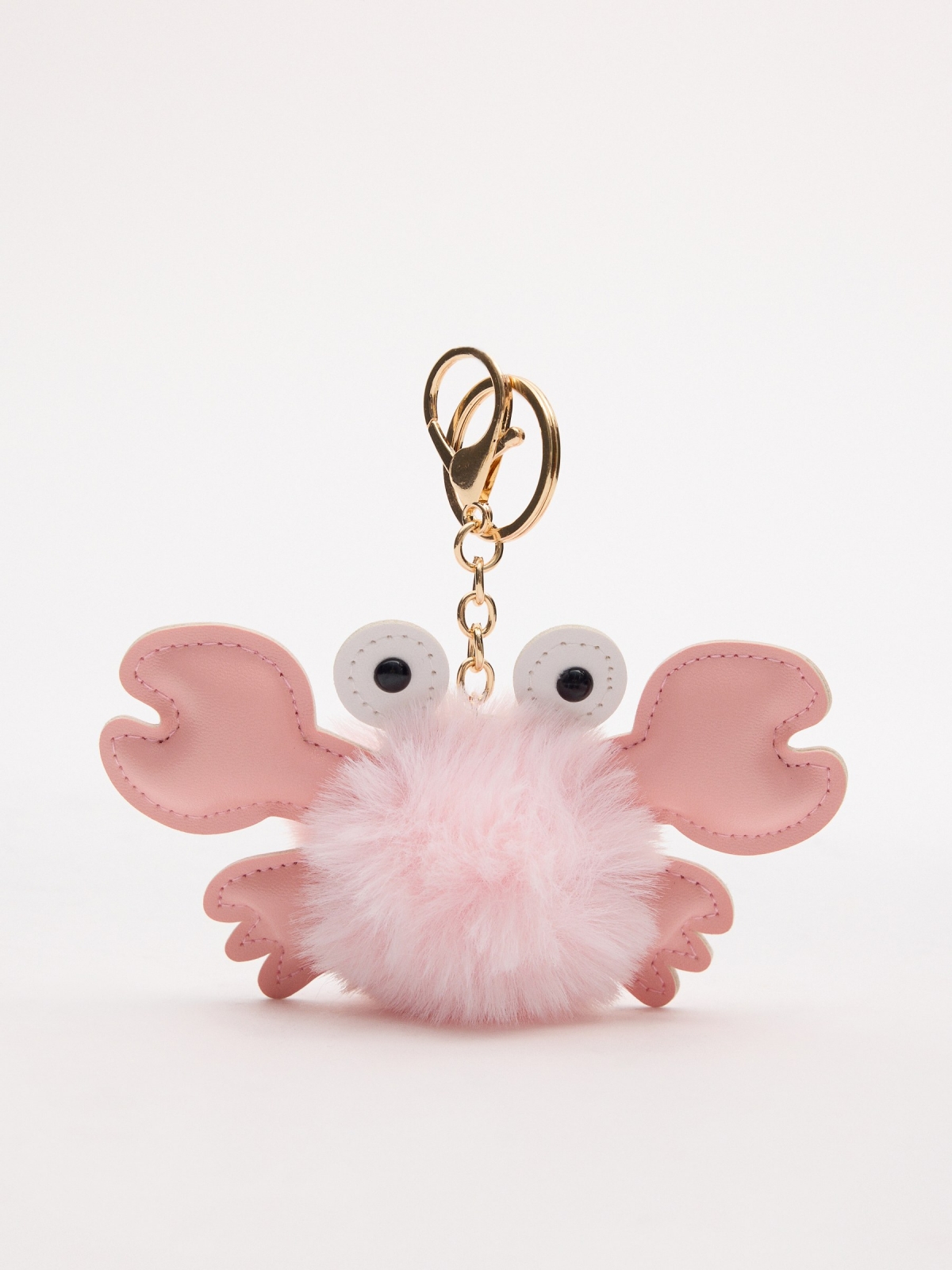 Crab pompom keychain