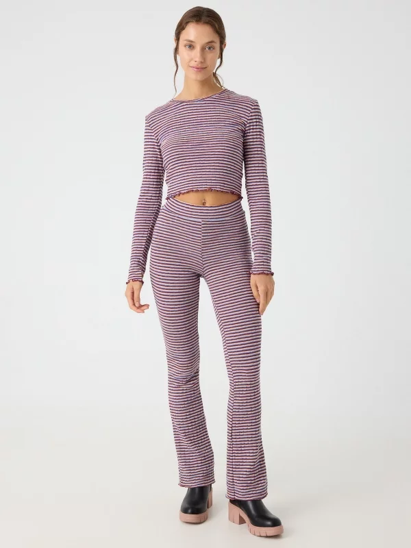 Striped flared pants multicolor front view