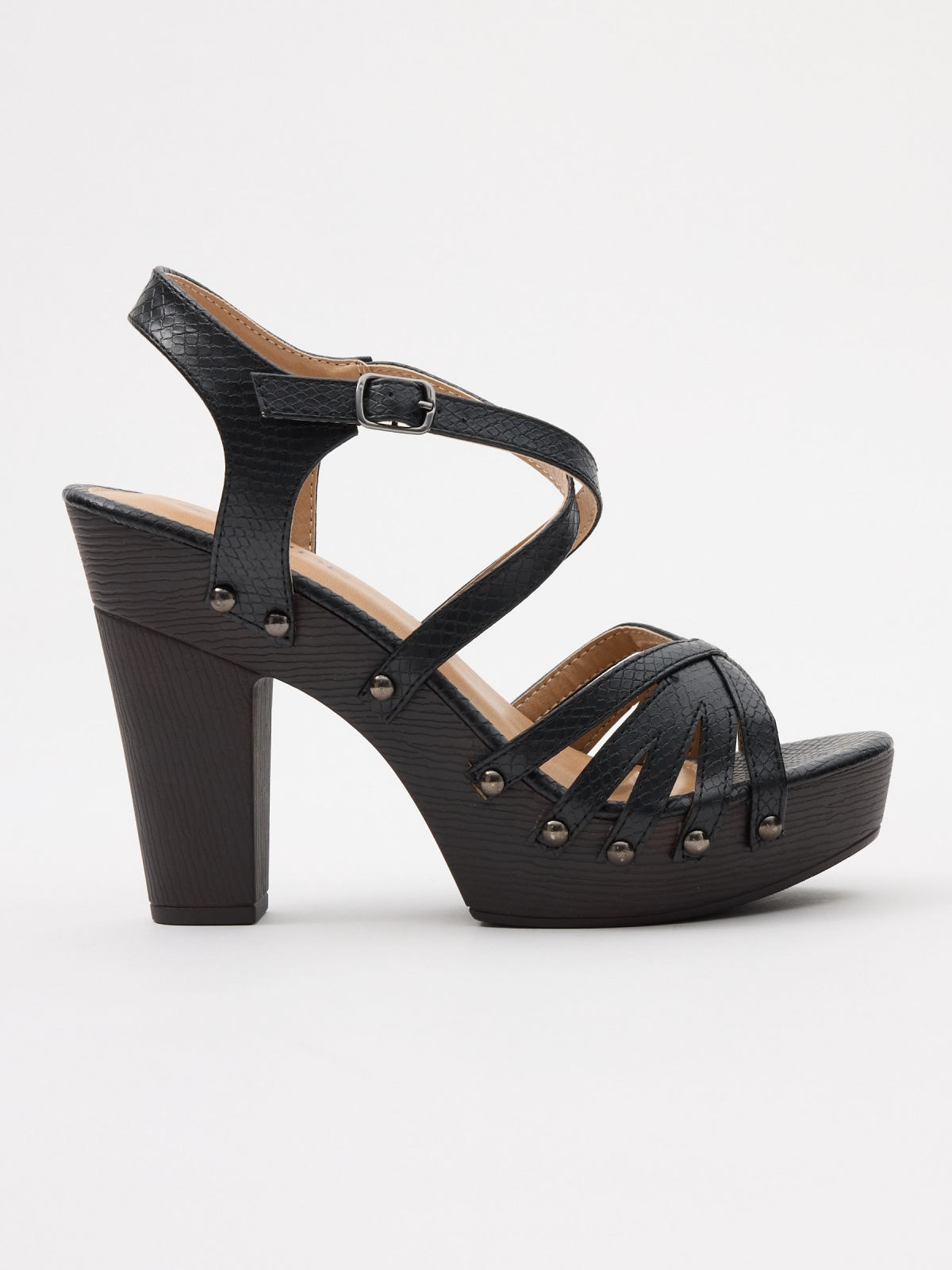 Sandalia de tiras snake negro