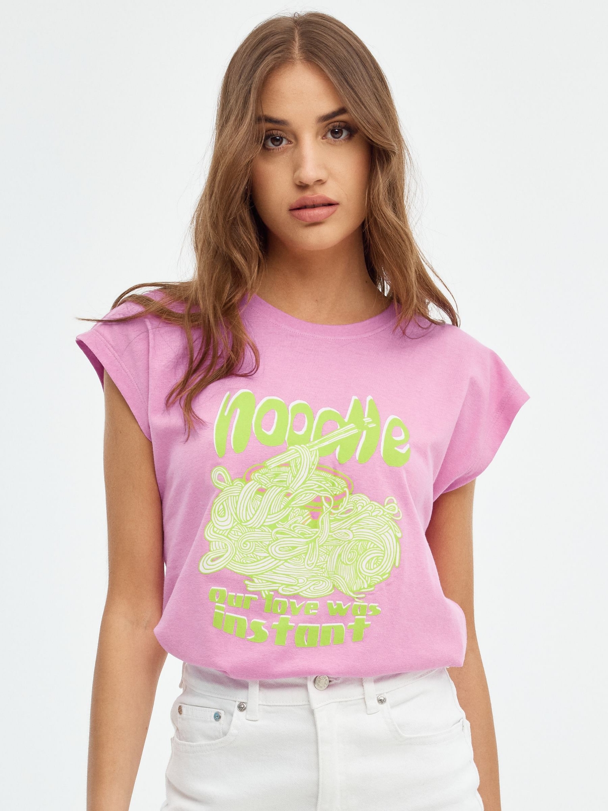 Camiseta sin mangas Noodle magenta vista media frontal