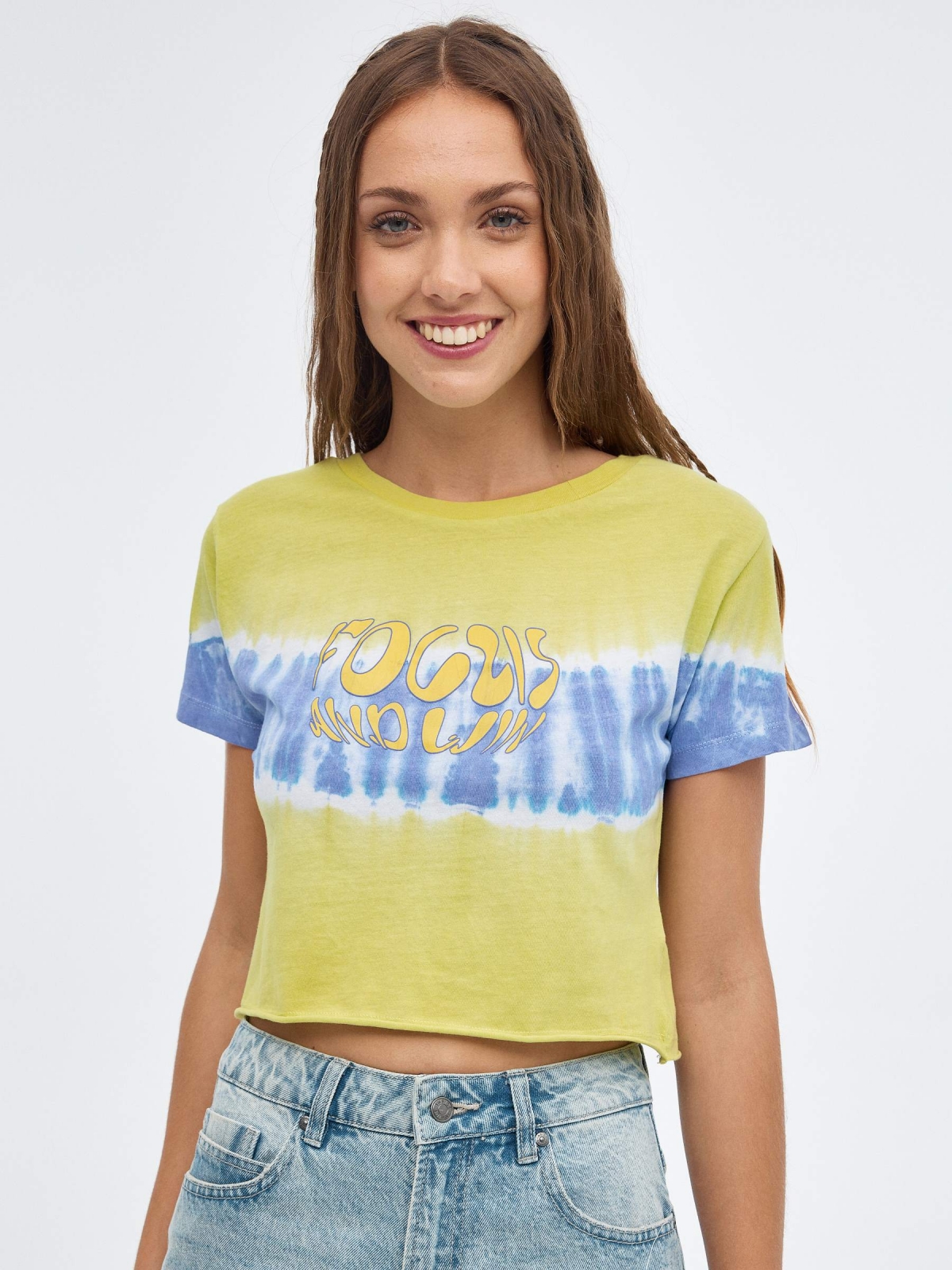 Tie&dye Focus T-shirt lime middle front view