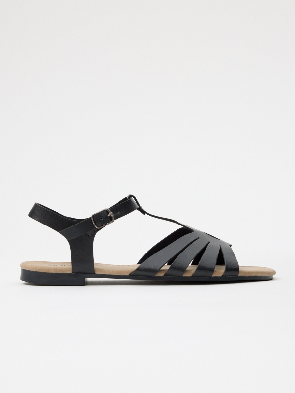 Sandalias de tiras cruzadas negro/beige