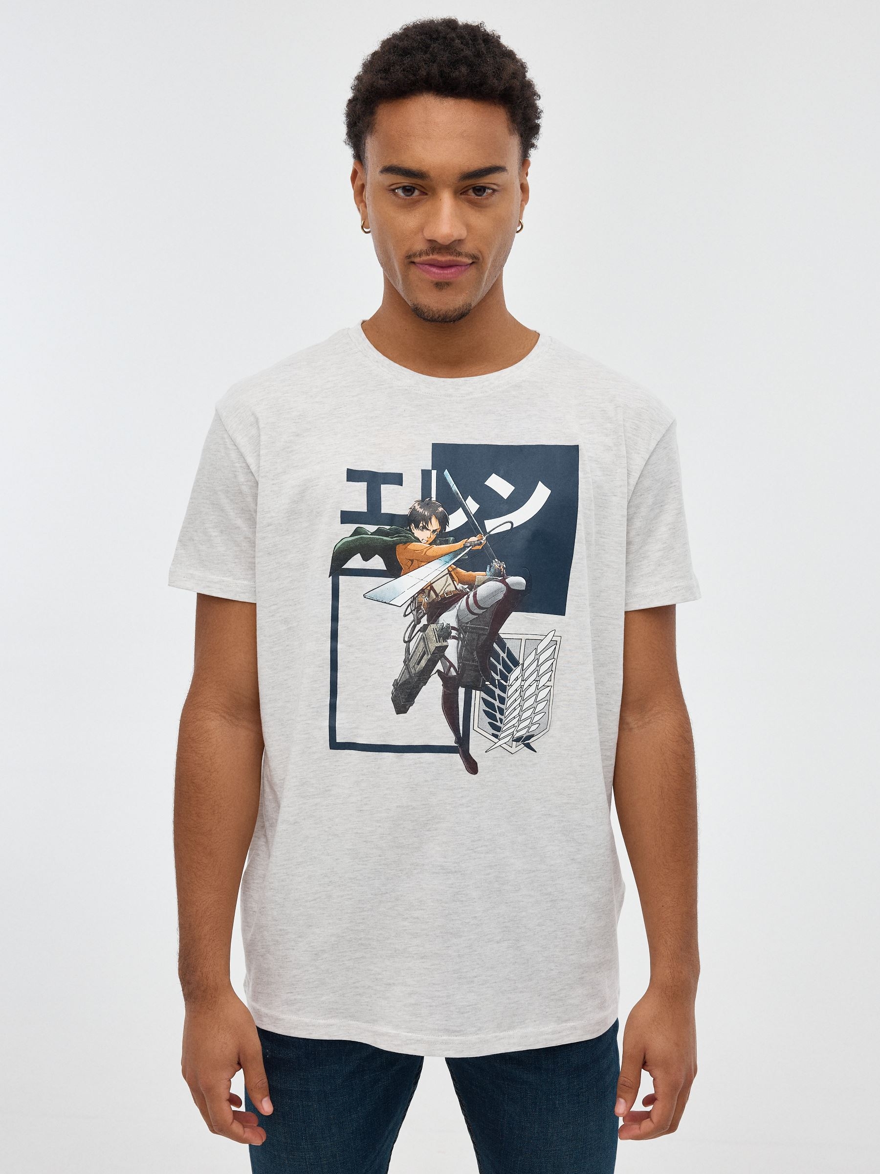 Ataque à T-shirt Titan cinza vista meia frontal