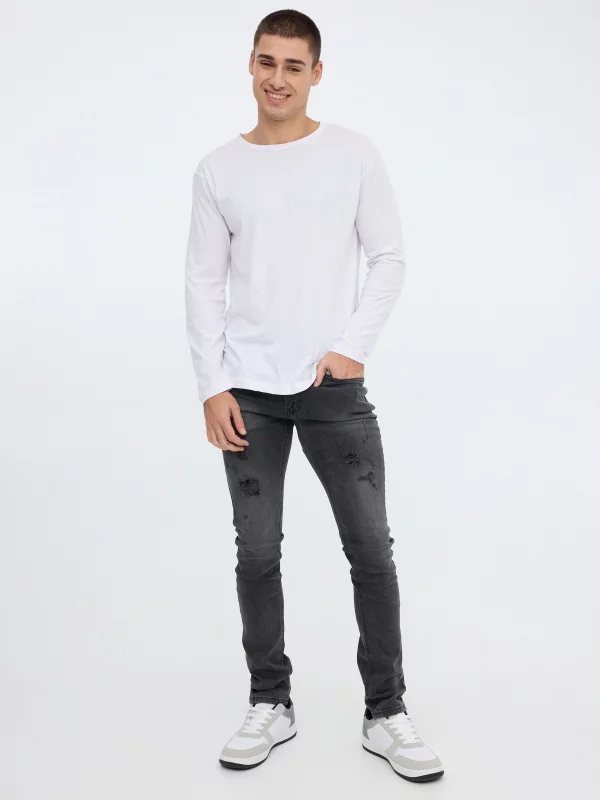 Slim Jeans Gray dark grey front view