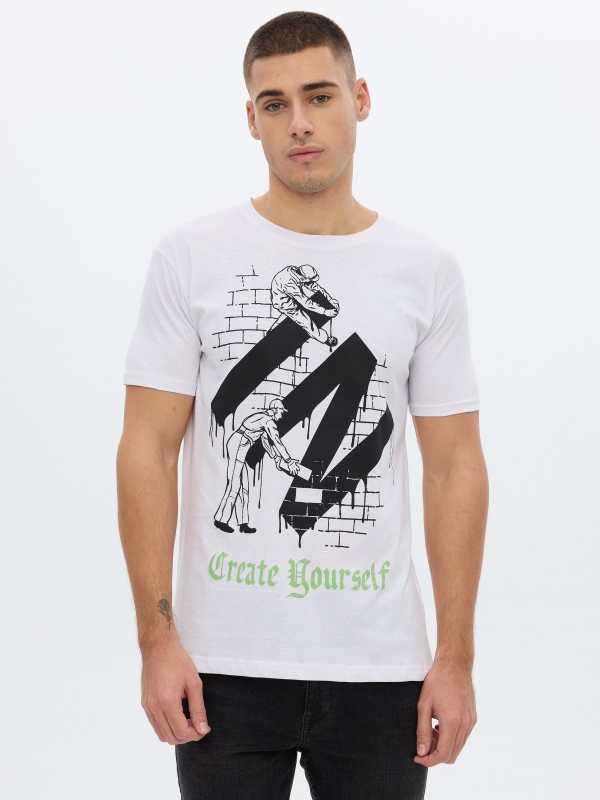 Camiseta Create Yourself blanco vista media frontal