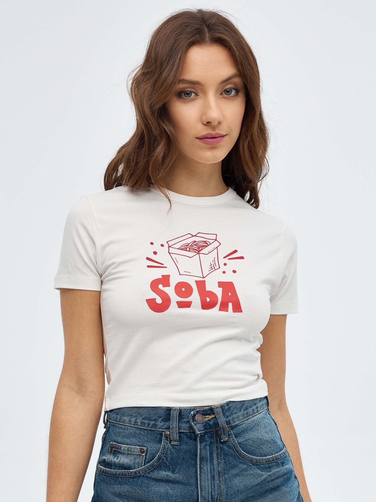 Top crop Soba off white vista meia frontal