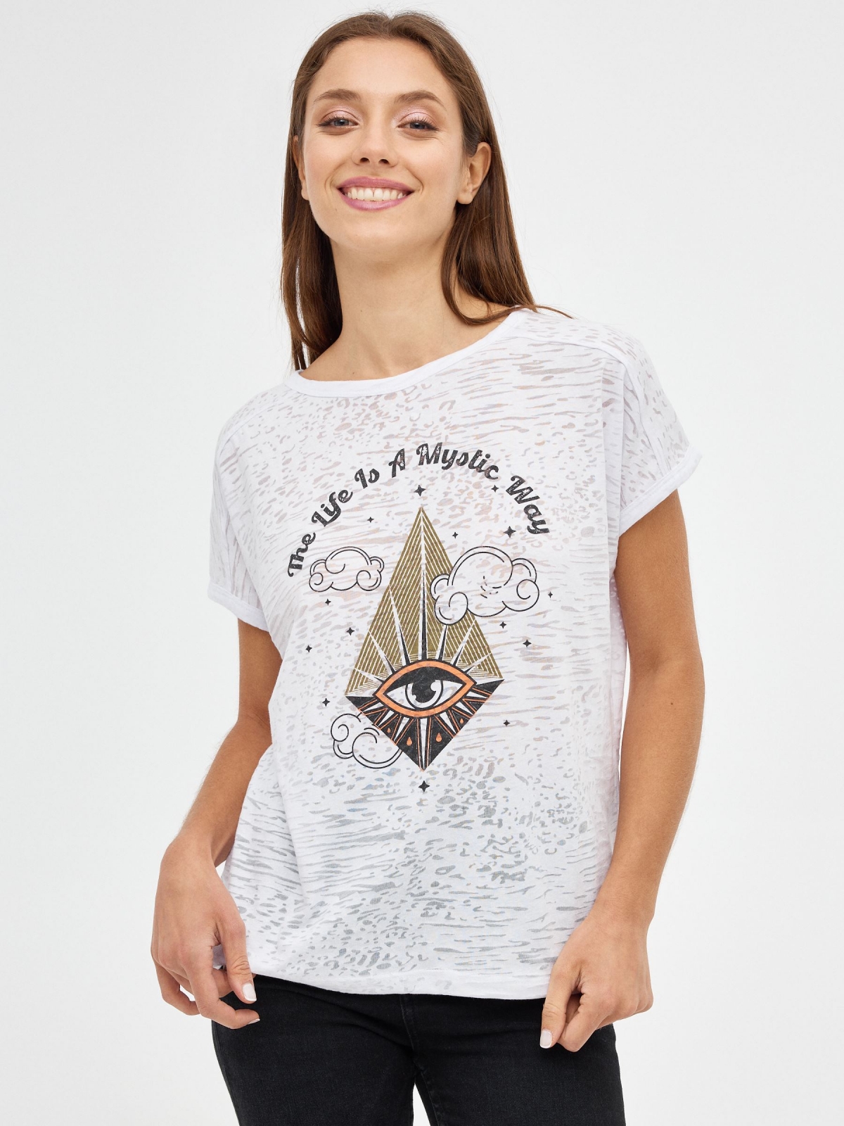 Camiseta Mystic Way blanco vista media frontal