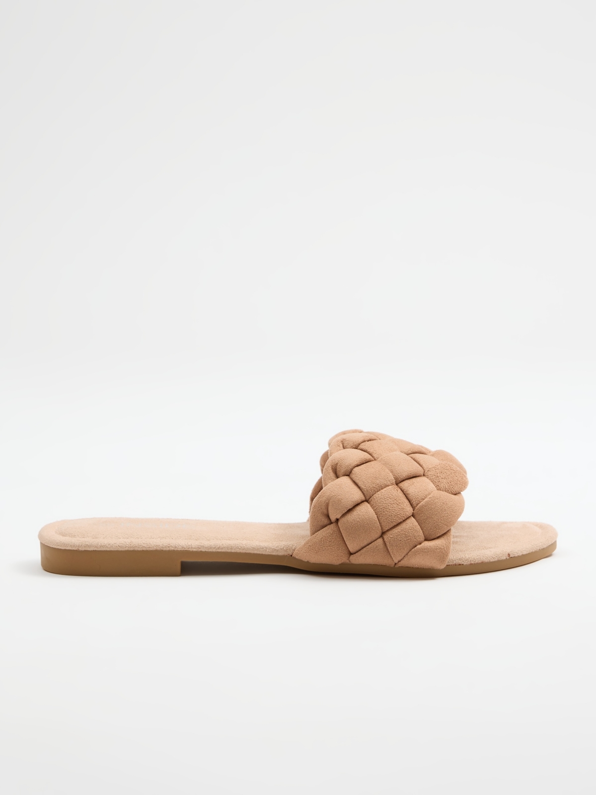 Brown braided shovel sandal light brown