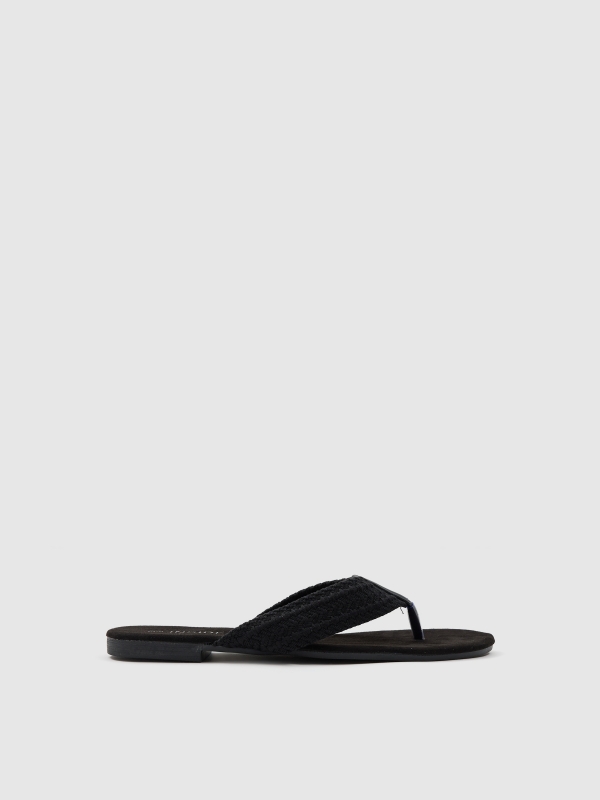 Embroidered toe sandal black