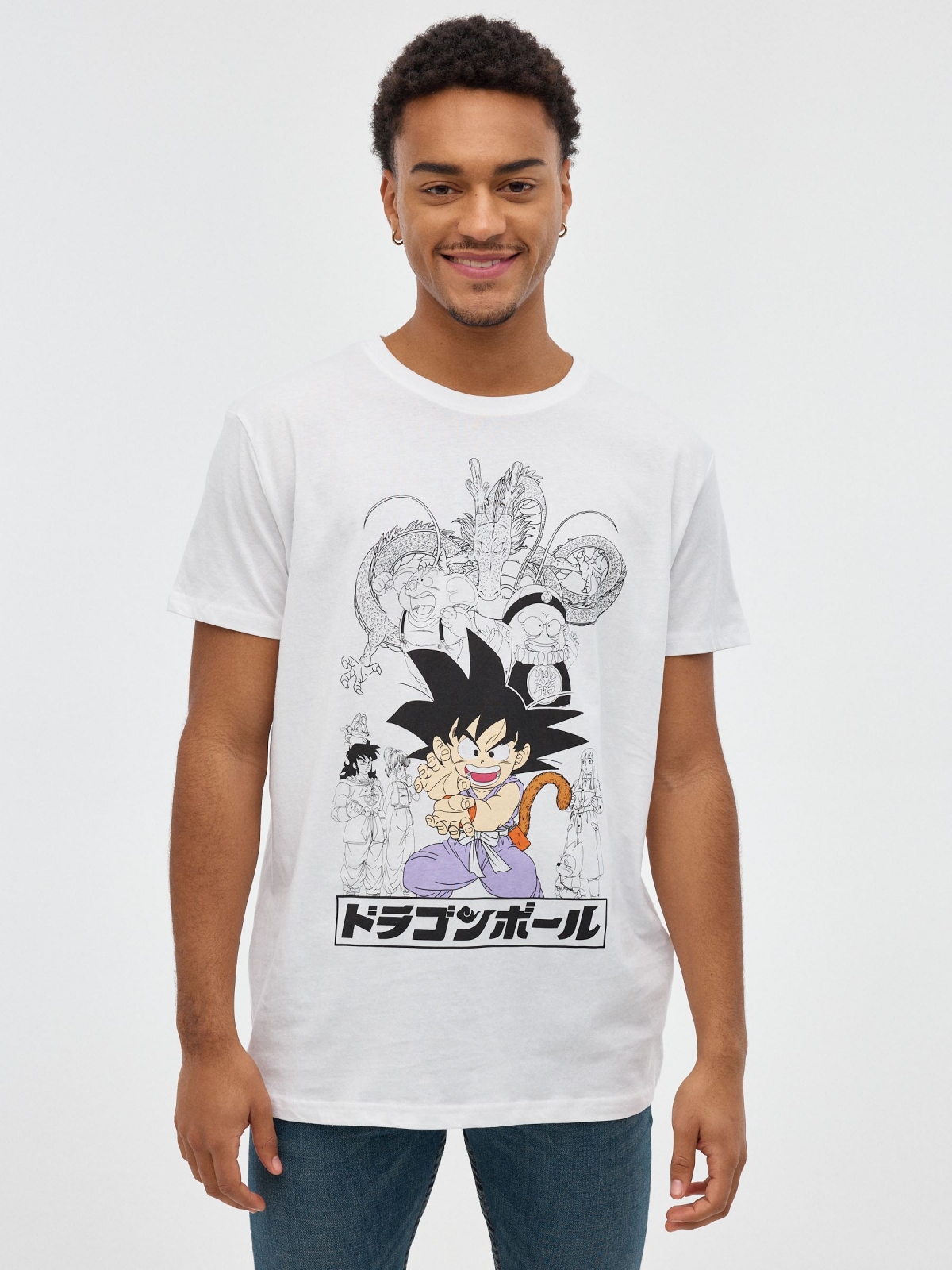 Camiseta Dragon Ball blanco vista media frontal