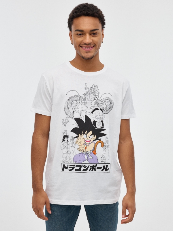 Camiseta Dragon Ball blanco vista media frontal