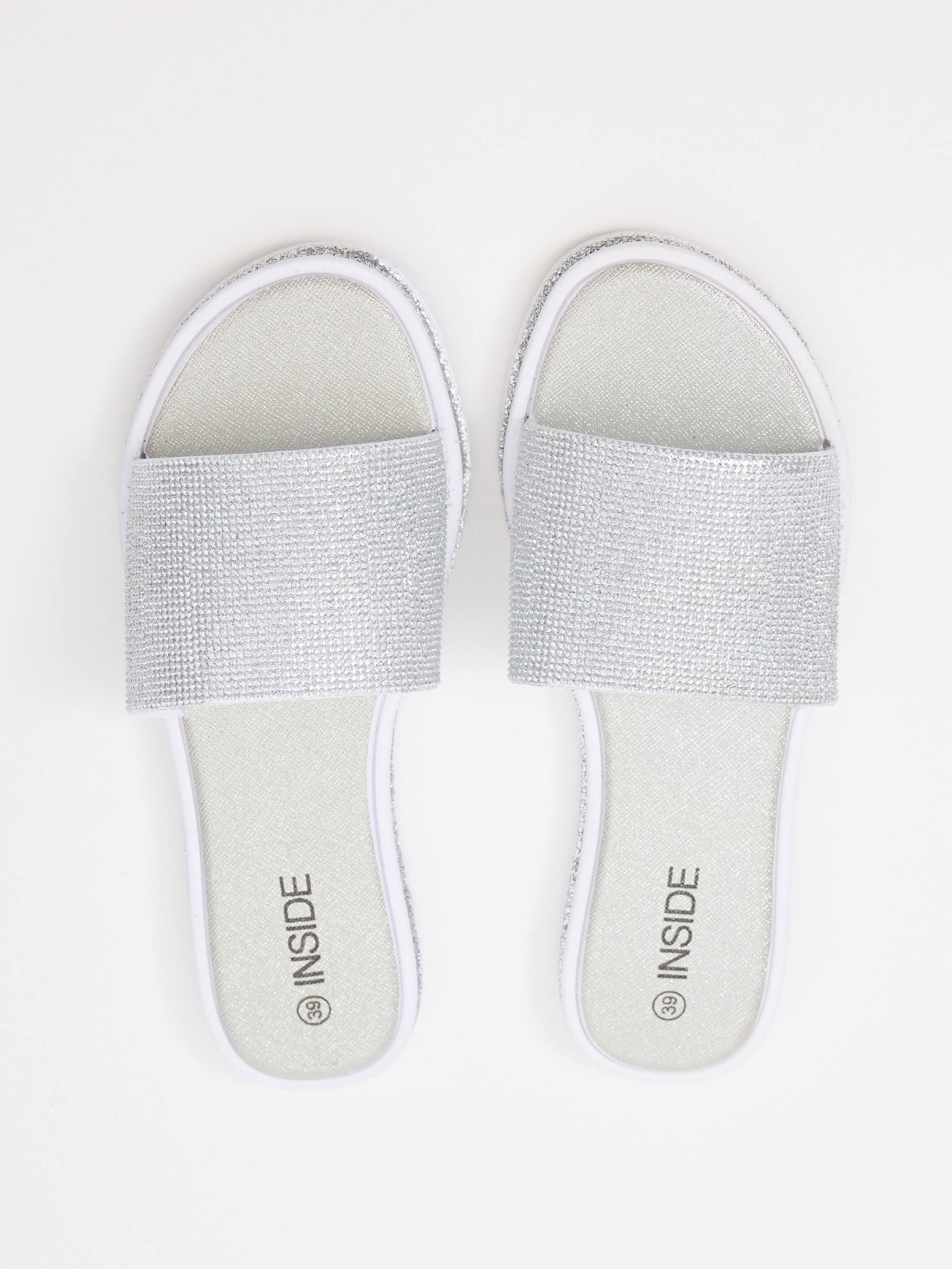 Silver glitter shovel flip flops silver