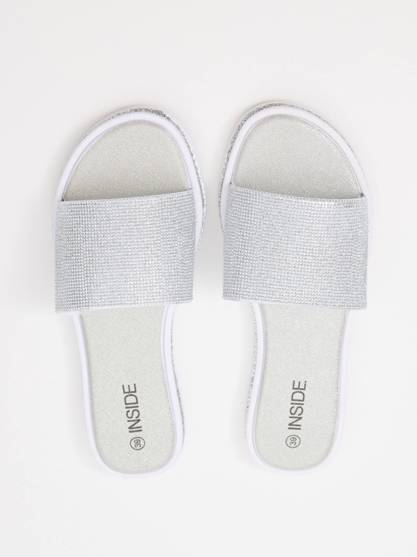 Silver glitter shovel flip flops silver