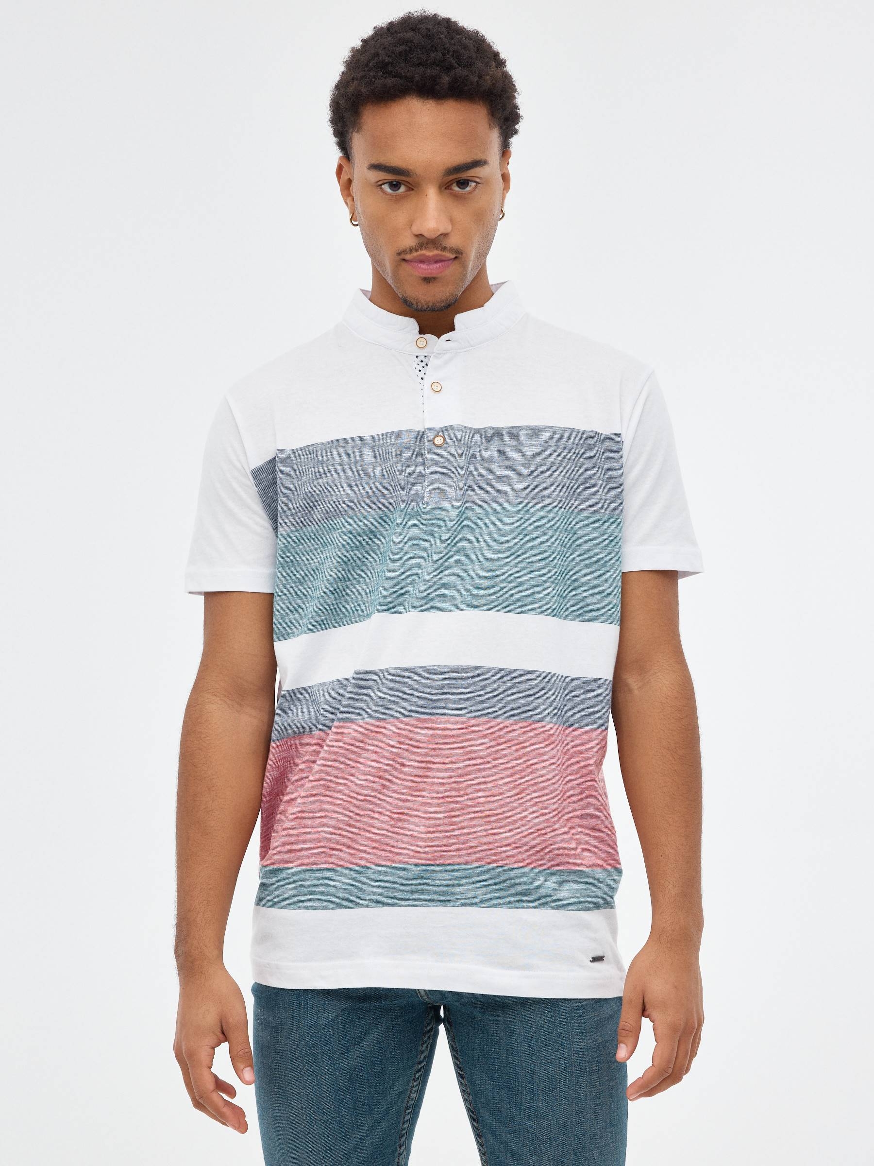 Polo Color Block Stripes red middle front view