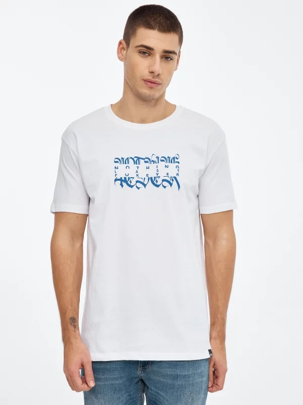 Printed t-shirt white middle front view