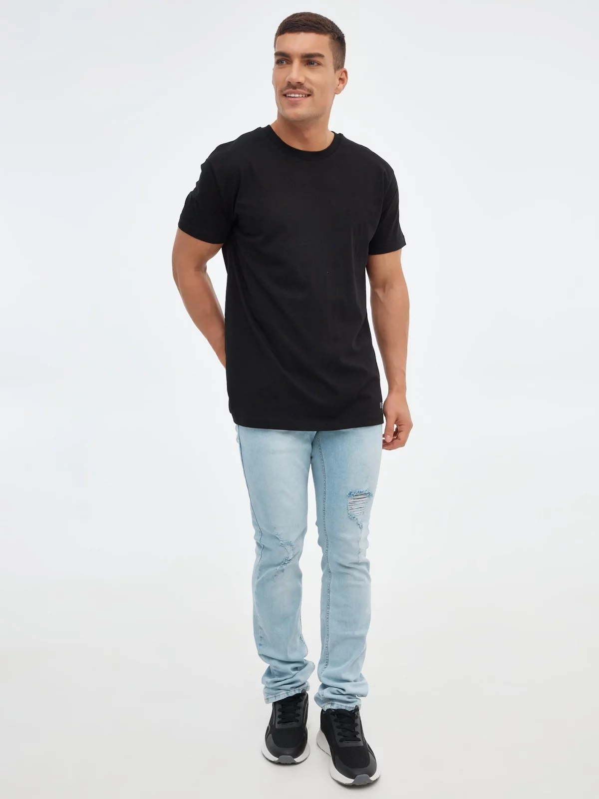 Jeans regular denim rotos azul vista general frontal