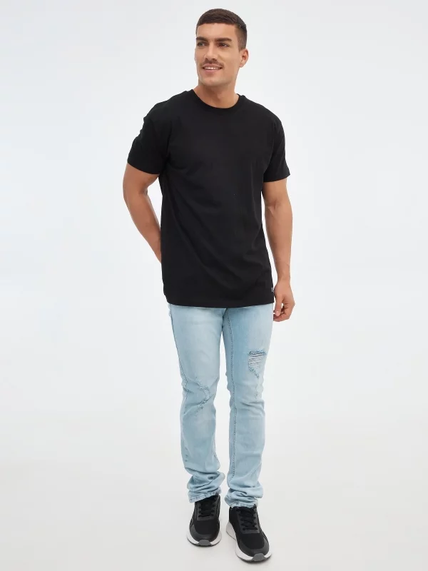 Jeans regular denim rotos azul vista general frontal