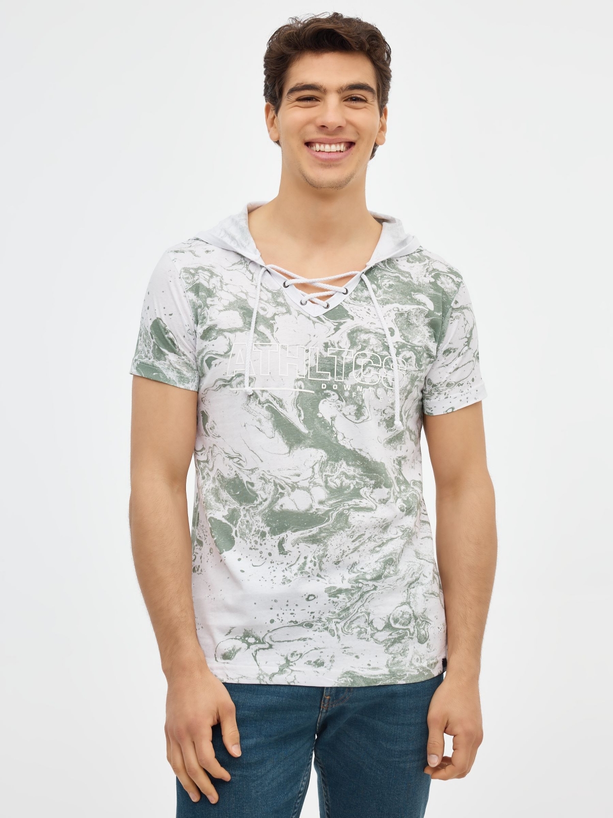 T-shirt print spots with hoods white middle front view