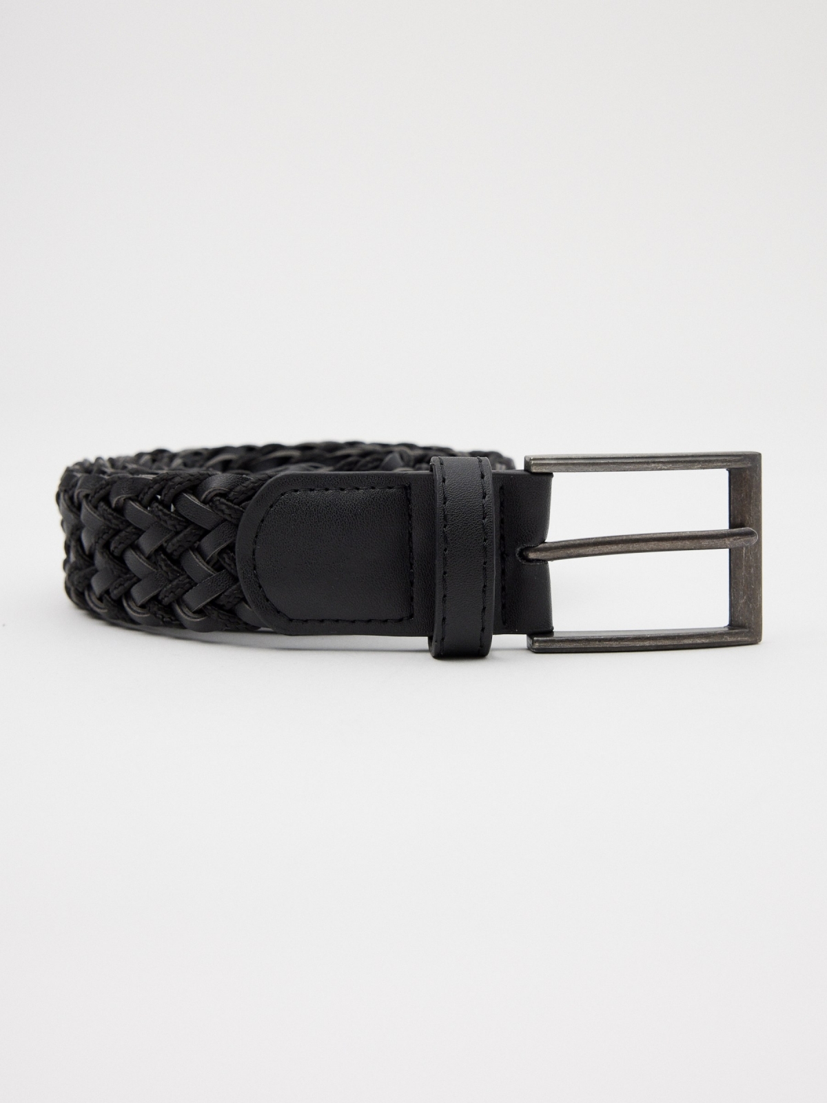 Men's black braided belt