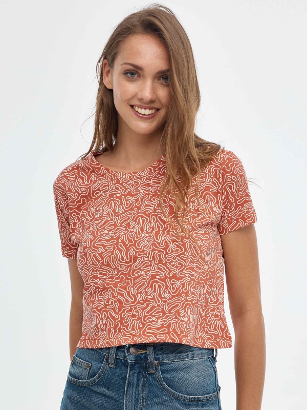 Camiseta crop all over print