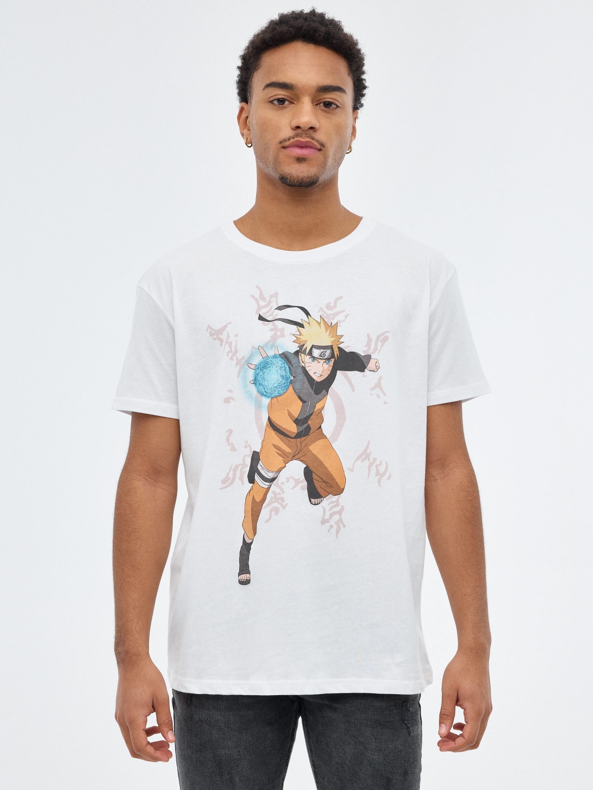 Naruto white T-shirt white middle front view