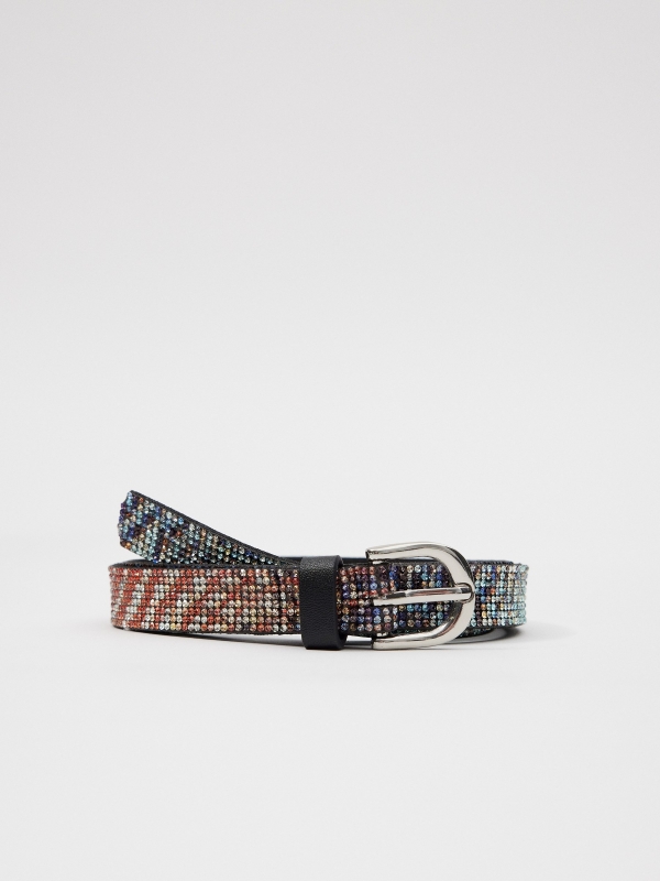 Multicolor rhinestone belt