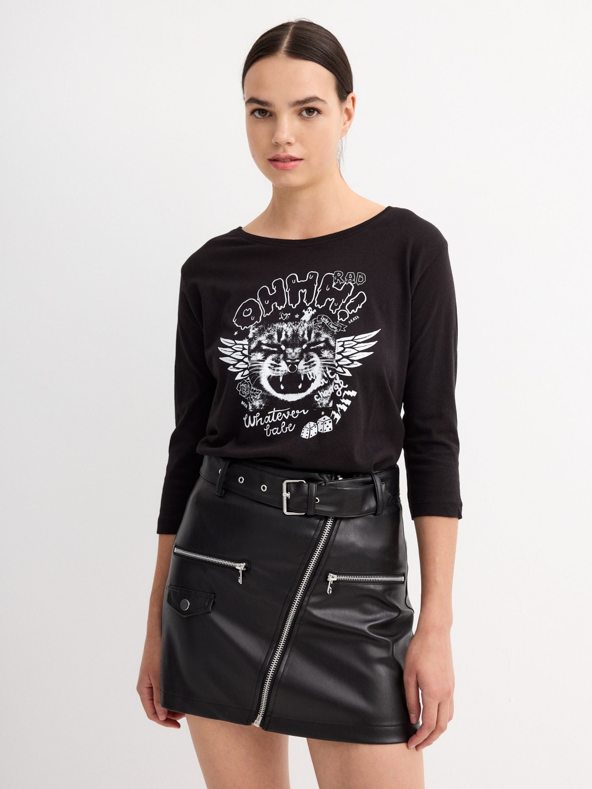 Cat print t-shirt