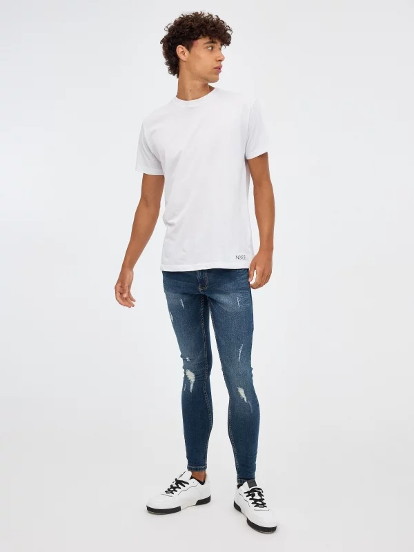 Men's superskinny jeans navy front view